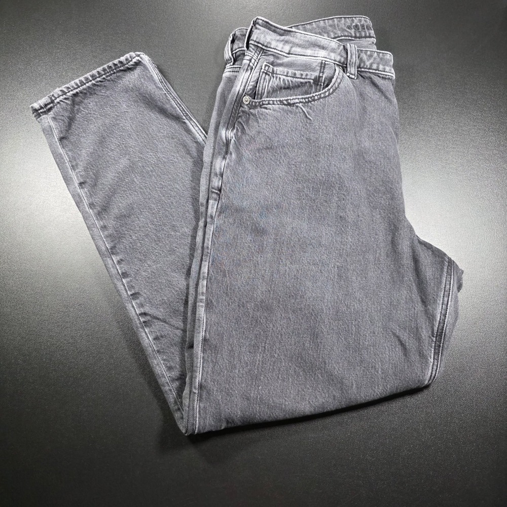 American Eagle Strigid Mom Jeans Gray High Rise Tapered Denim Size 12 Regular